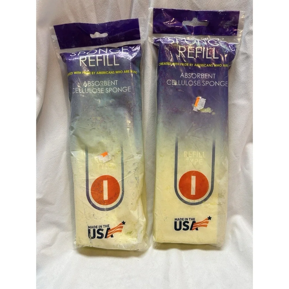 2 Sponge Mop REFILLS TYPE I Yellow Cellulose Squeeze Head Butterfly Pad 9.5